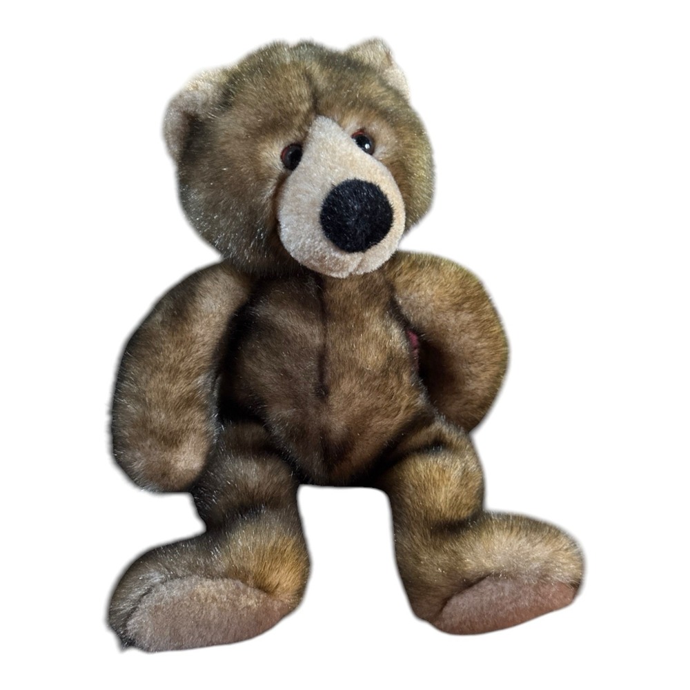 Aurora Forest Teddy Bear Plush Beary Friends Realistic Brown Vintage Sitting 13"